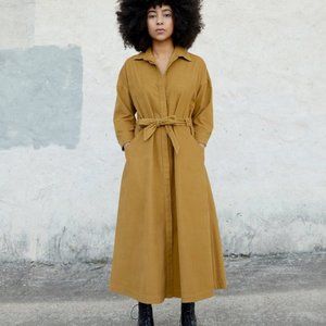 Esby S Mabel Button Midi Corduroy Dress Golden
